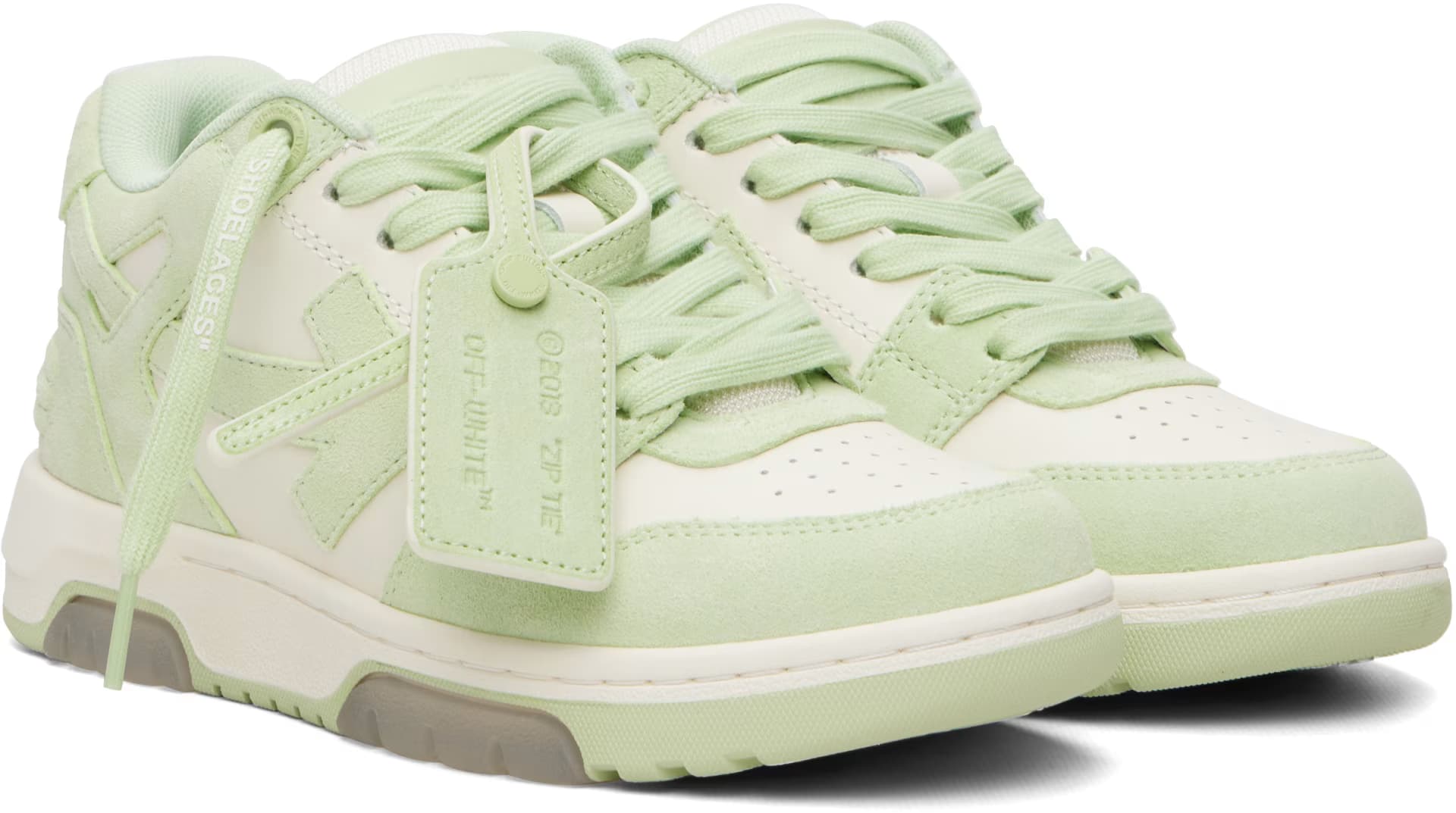 White & Green 'Out Of Office' Sneakers 4