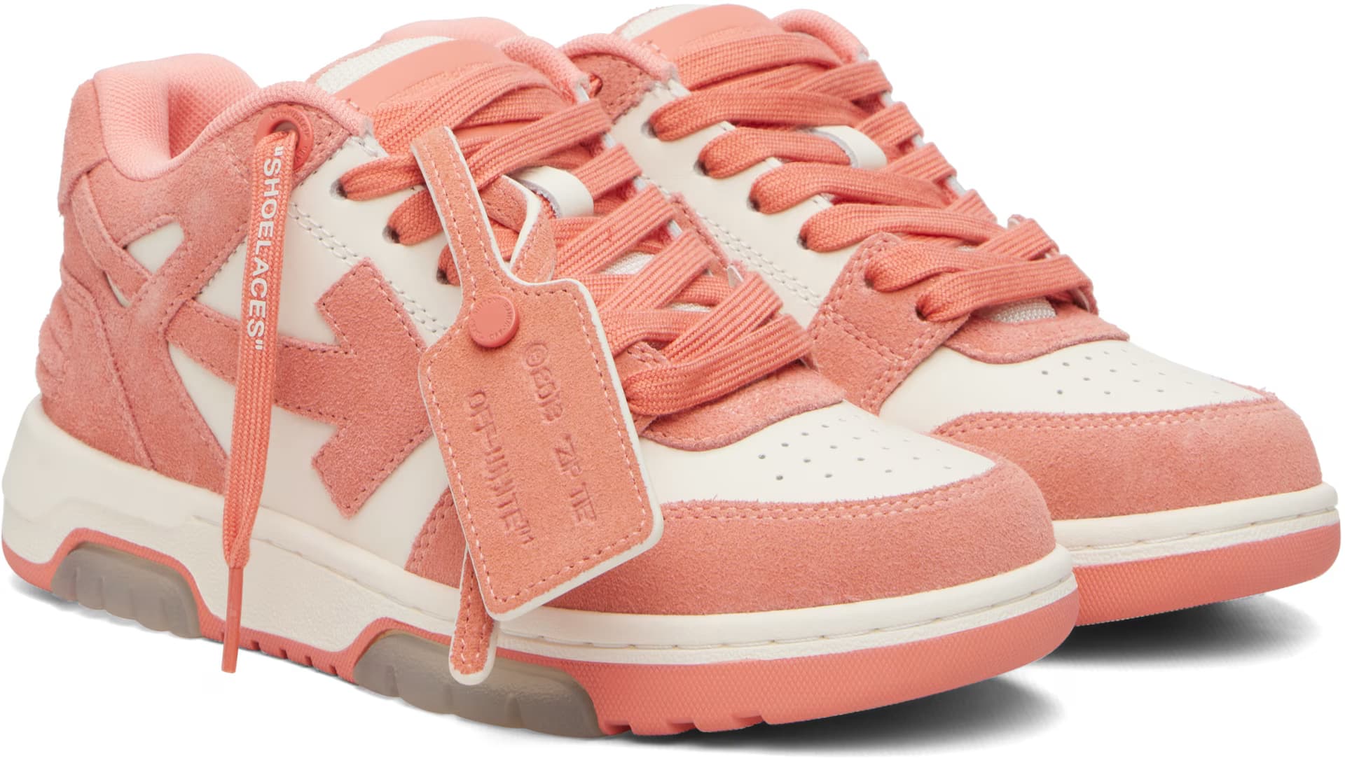 White & Pink 'Out Of Office' Sneakers 4