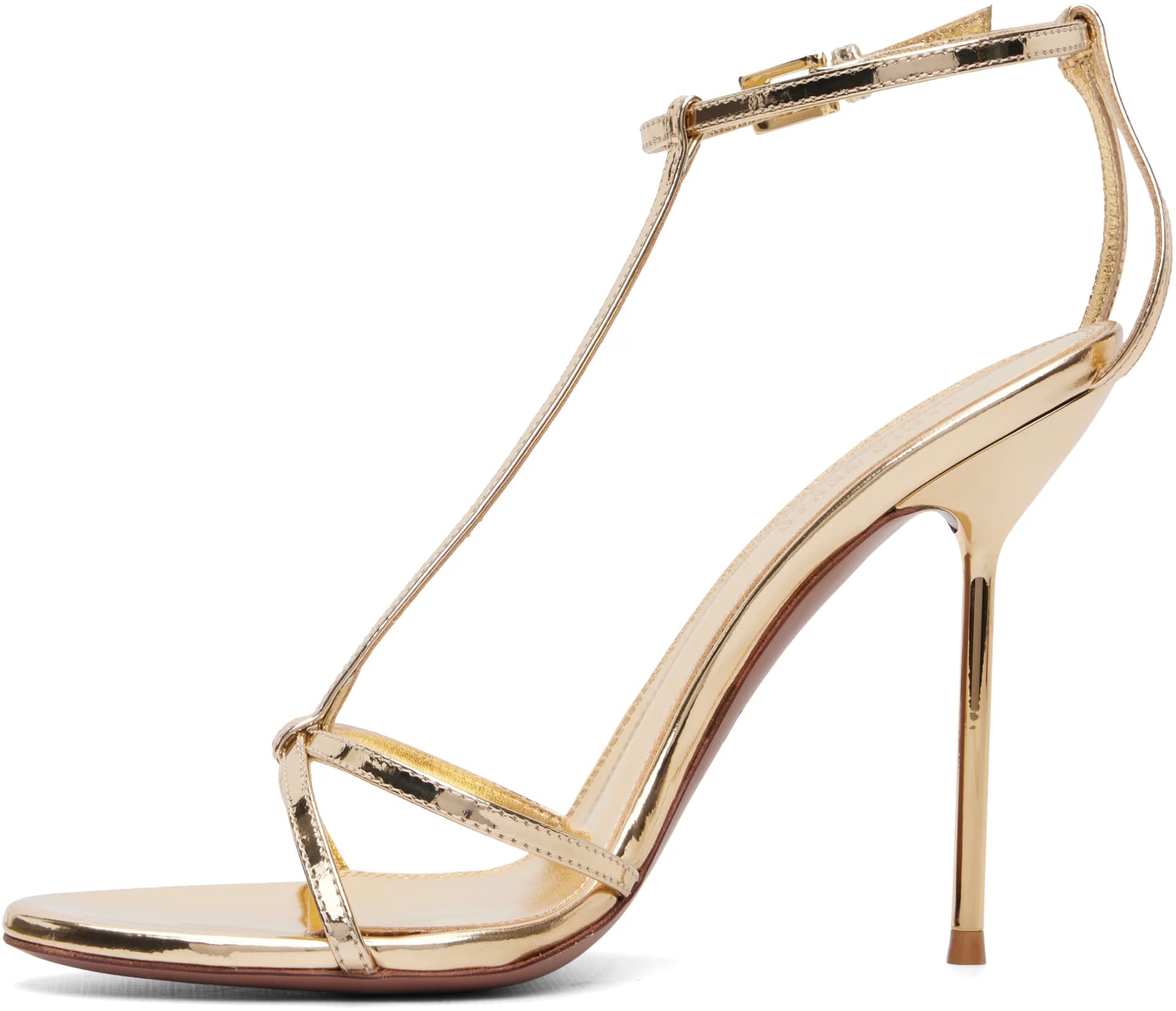 Gold Lidia T-Strap 105 Heeled Sandals 3