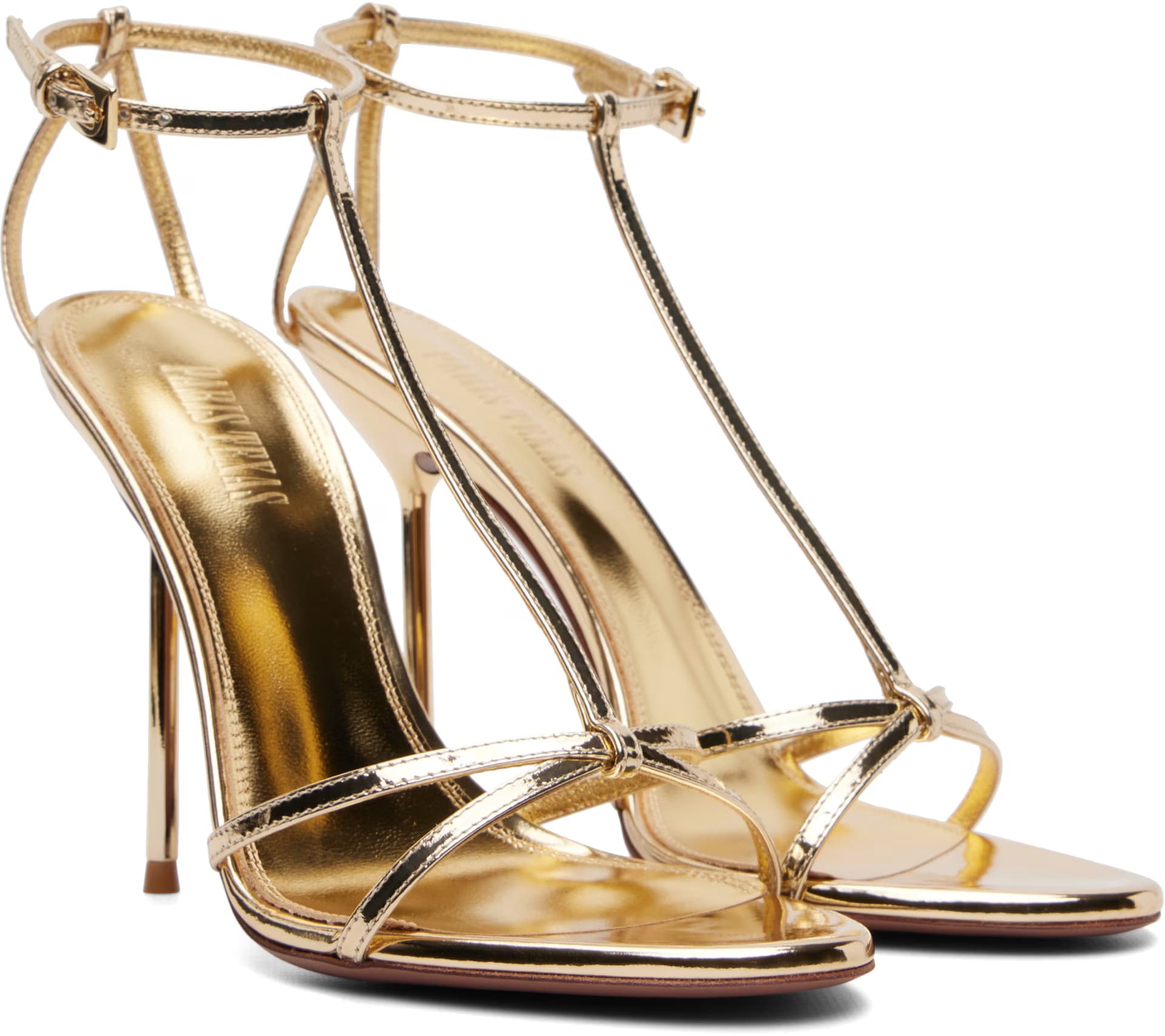 Gold Lidia T-Strap 105 Heeled Sandals 4