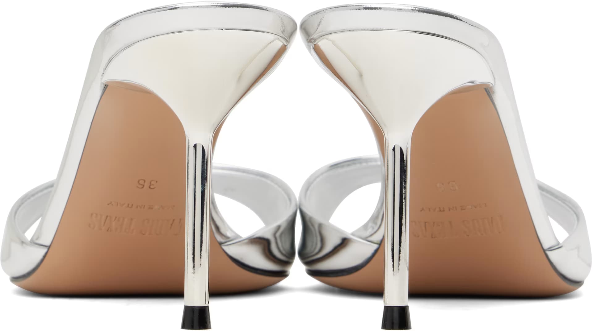 Silver Lidia 70 Mule Heeled Sandals 2