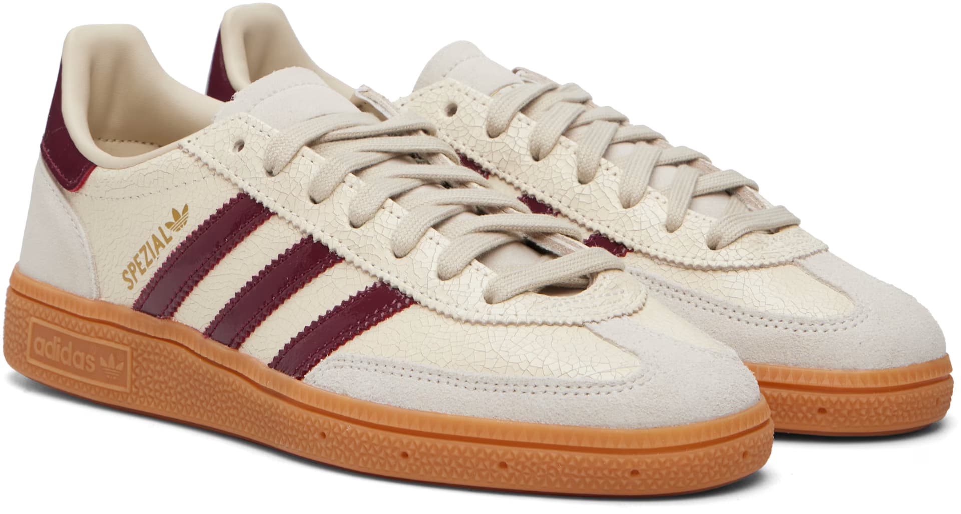 Off-White & Burgundy Handball Spezial Sneakers by adidas Originals