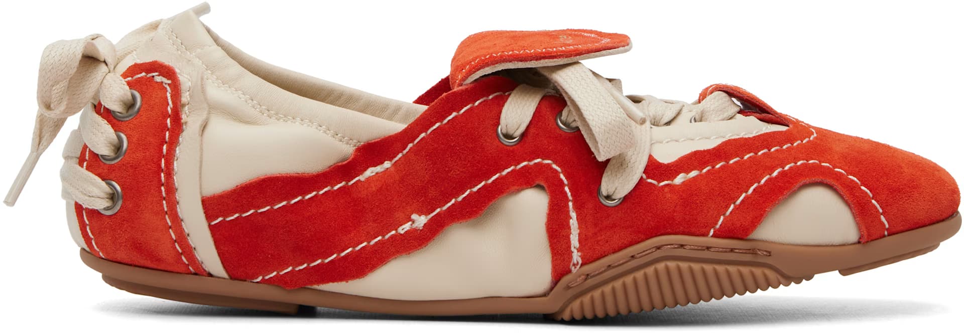 Off-White & Orange Suede Lace-Up Sneakers by Acne Studios