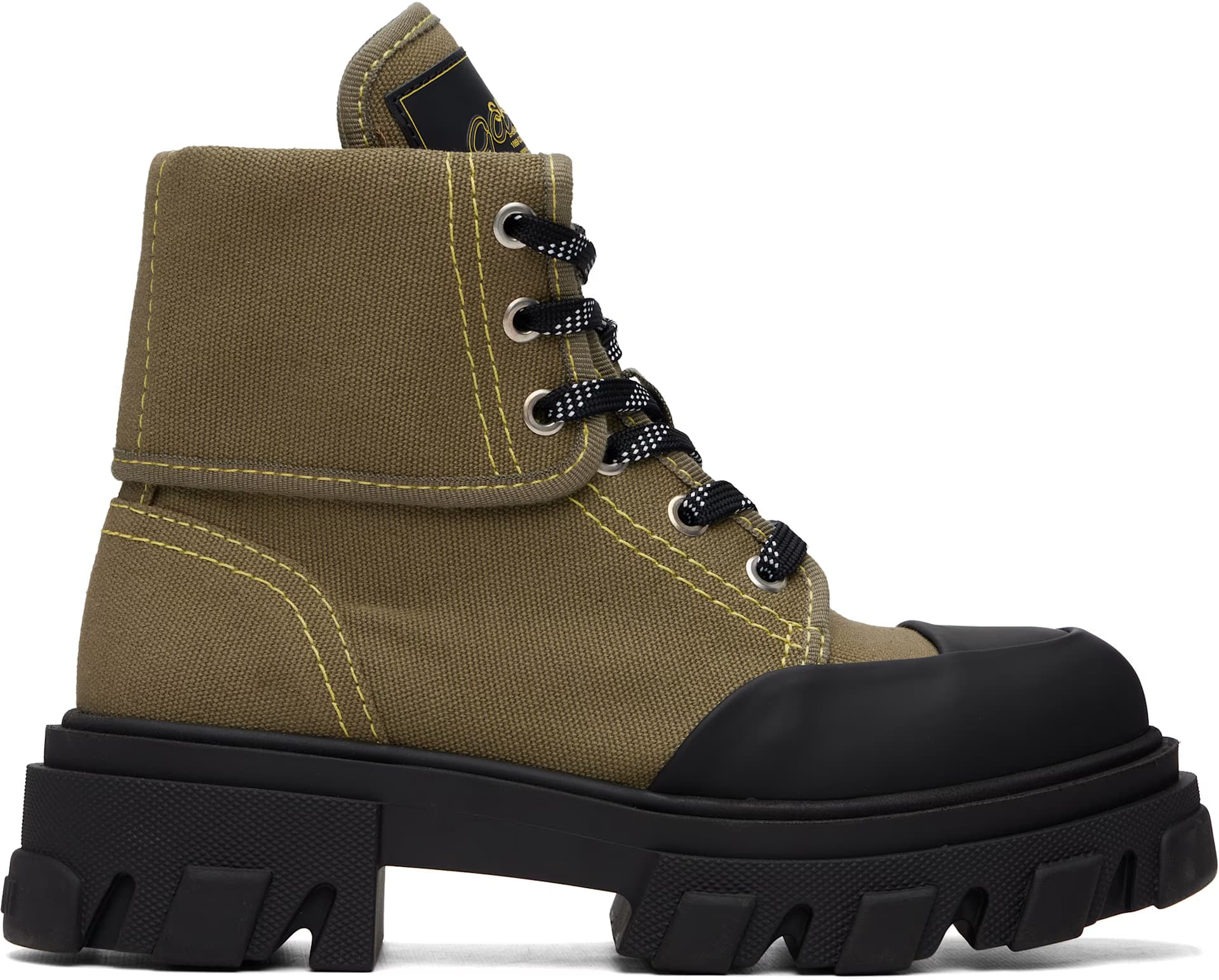 Khaki Canvas Trail Boots by GANNI