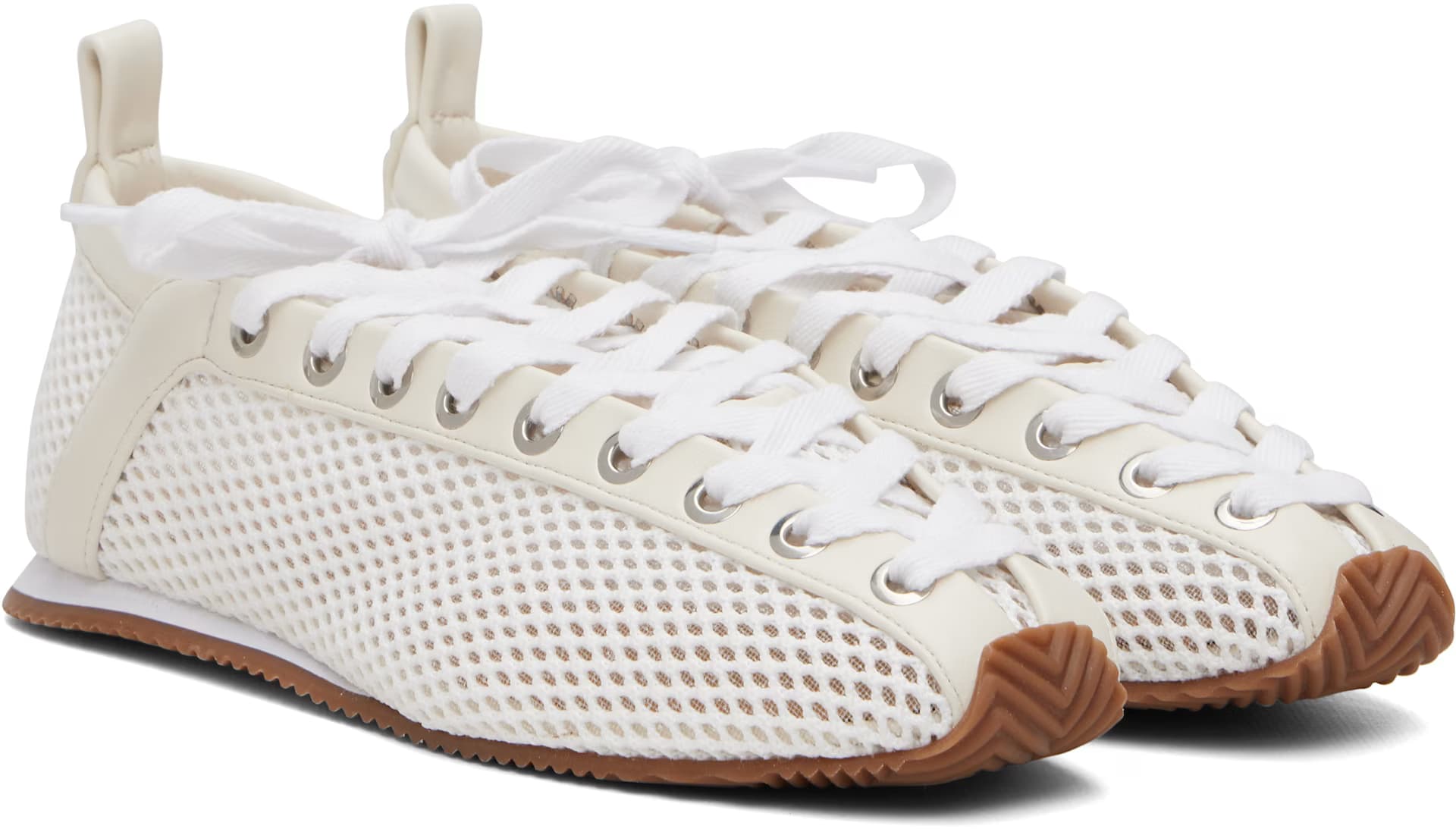 White Mesh Sporty Ballerina Sneakers 4