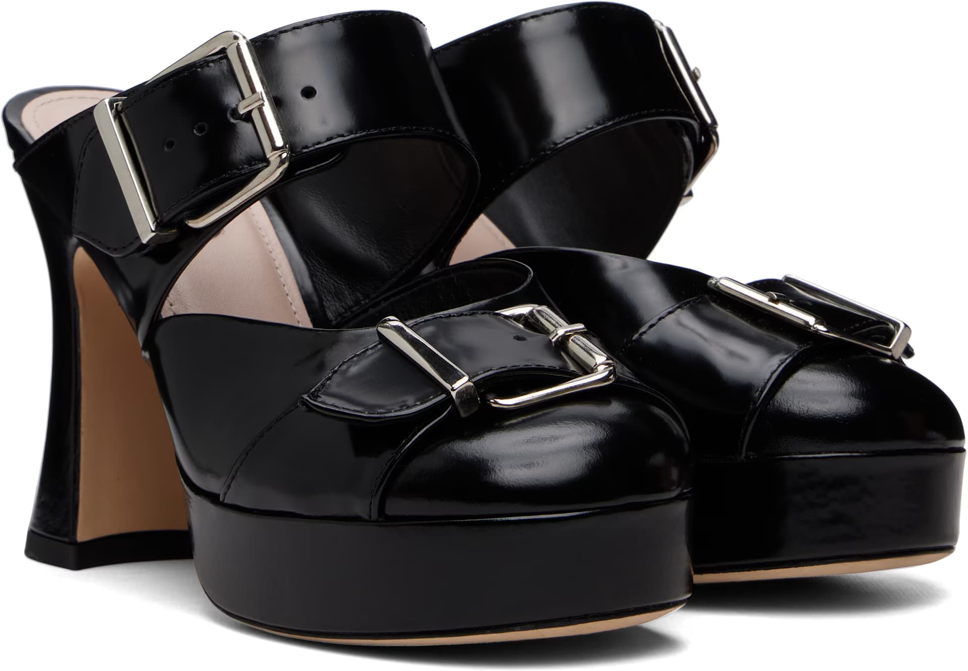 Black Buckle Sculpt Heels 4