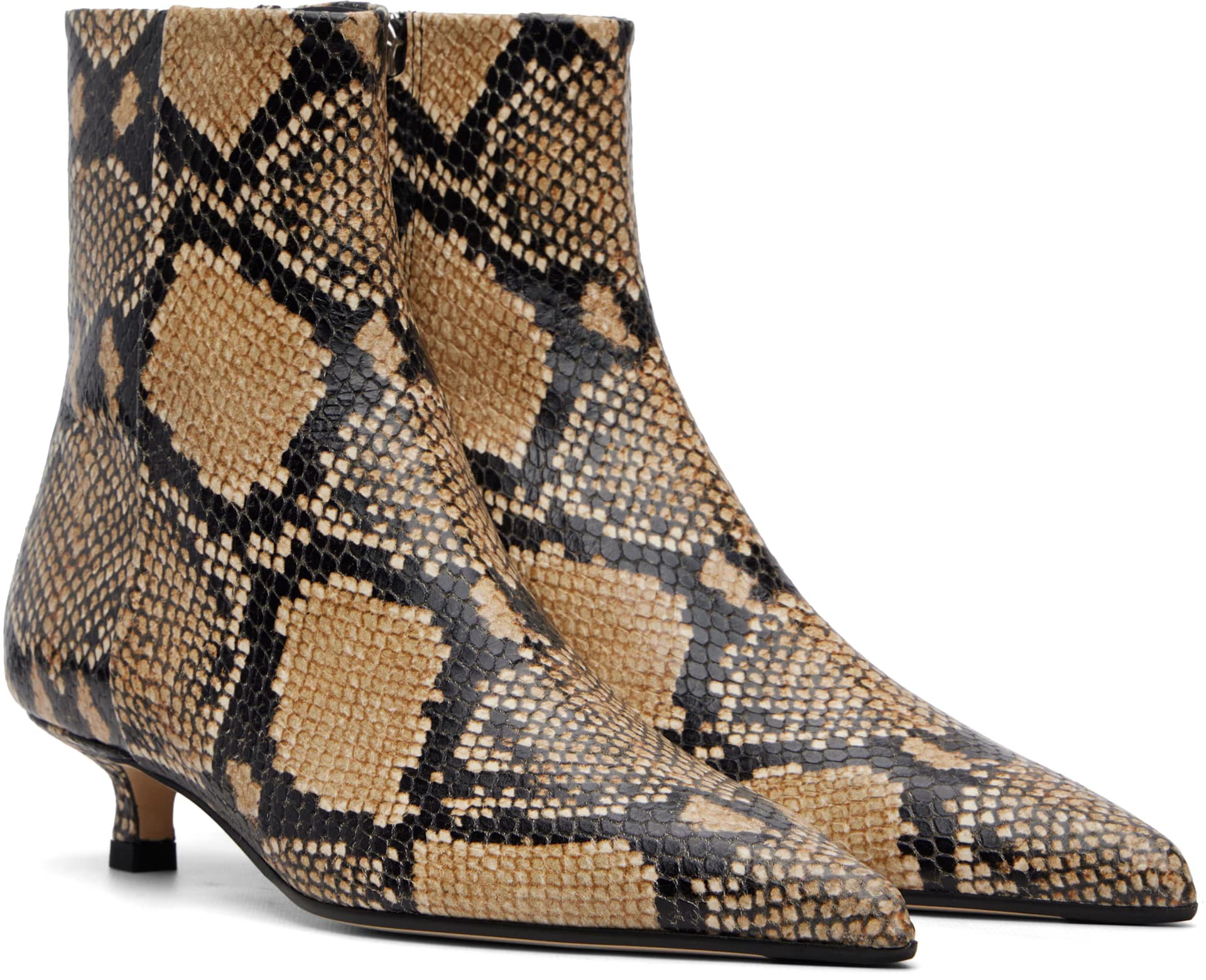 Beige Sofie Leather Ankle Boots 4
