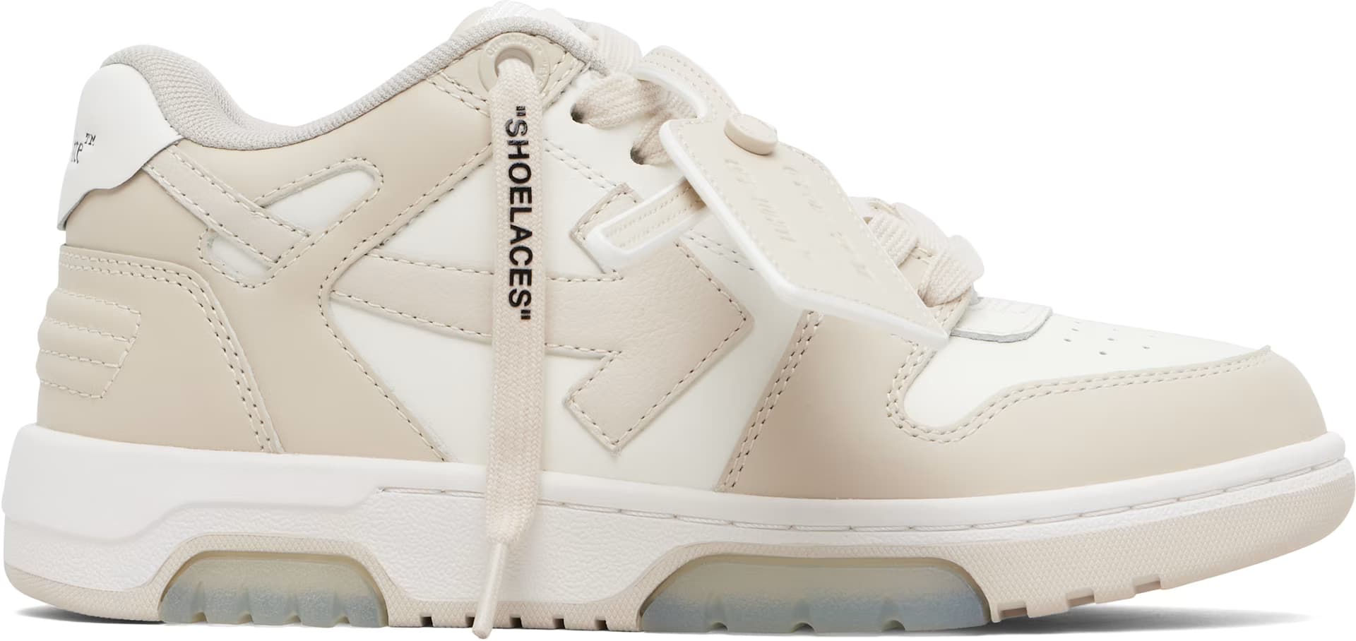 White & Beige 'Out Of Office' Sneakers by Off-White