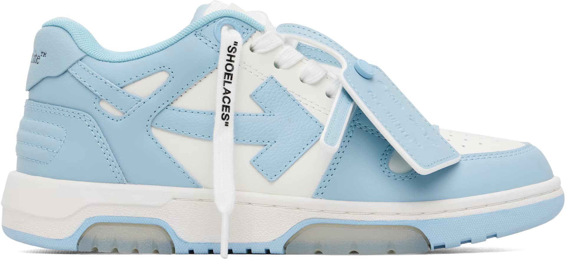 White & Blue 'Out Of Office' Calf Leather Sneakers by Off-White