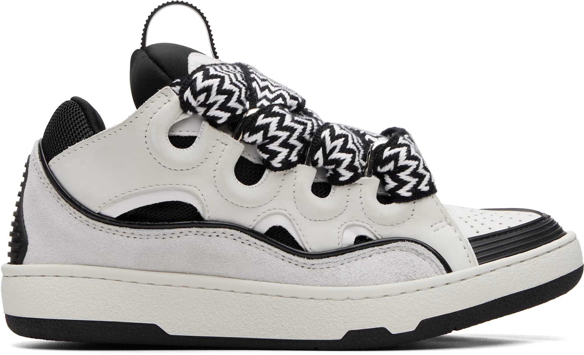 White & Black Bicolor Curb Sneakers by Lanvin