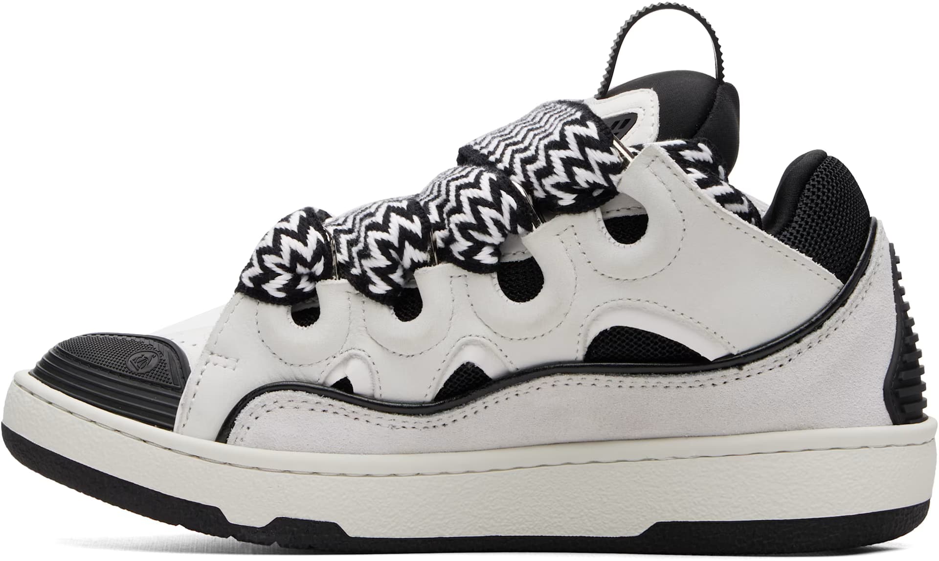 White & Black Bicolor Curb Sneakers 3