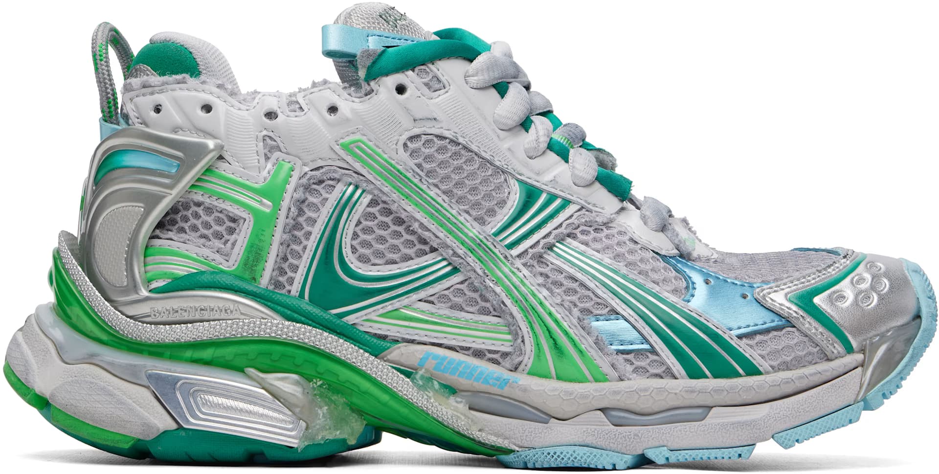 Gray & Green Runner Sneakers by Balenciaga