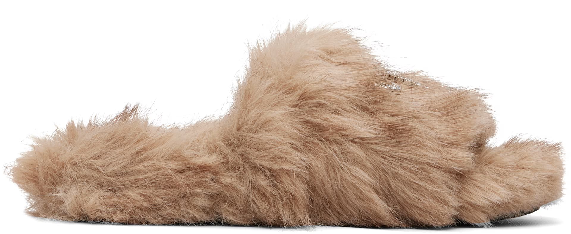 Beige Furry Slides by Balenciaga