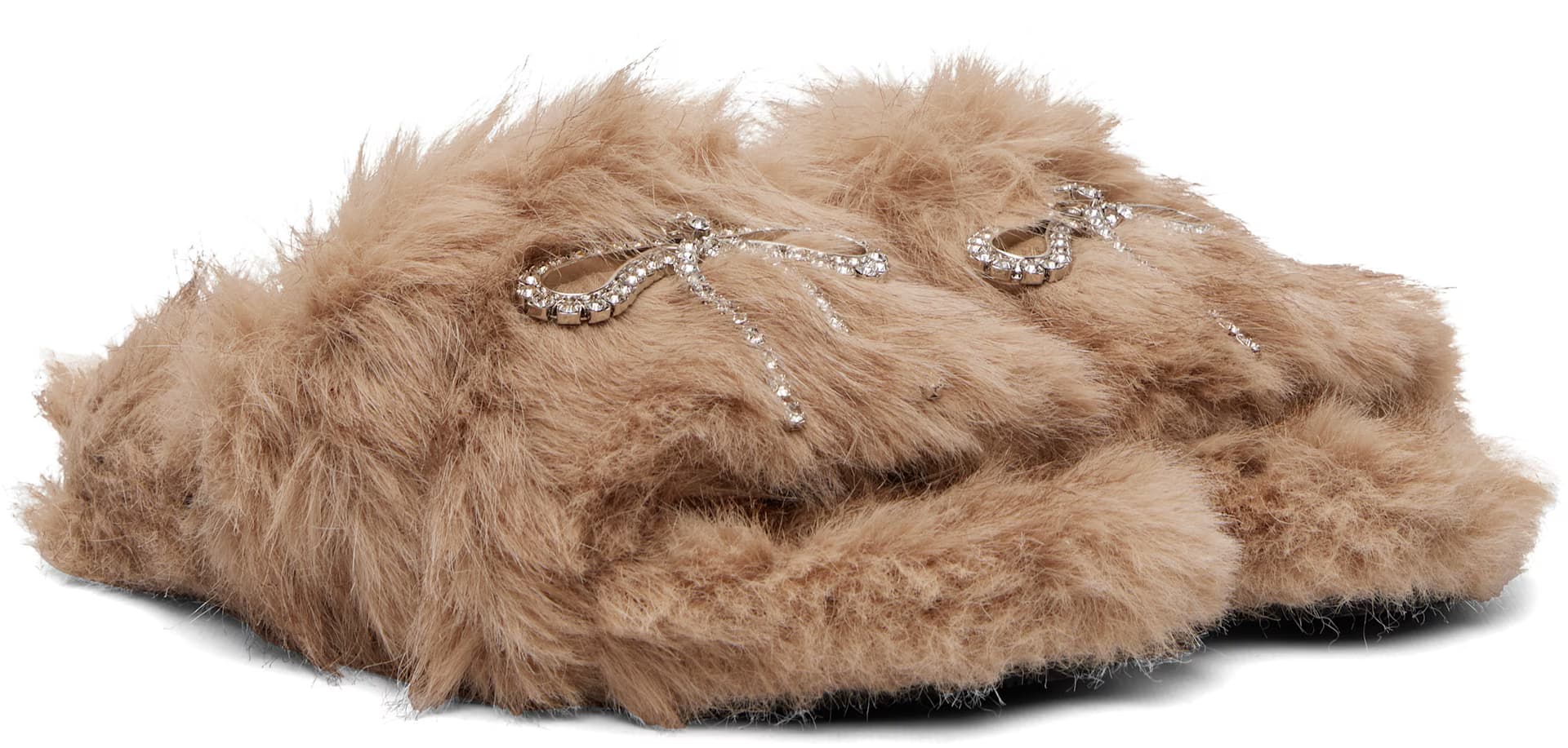 Beige Furry Slides 4