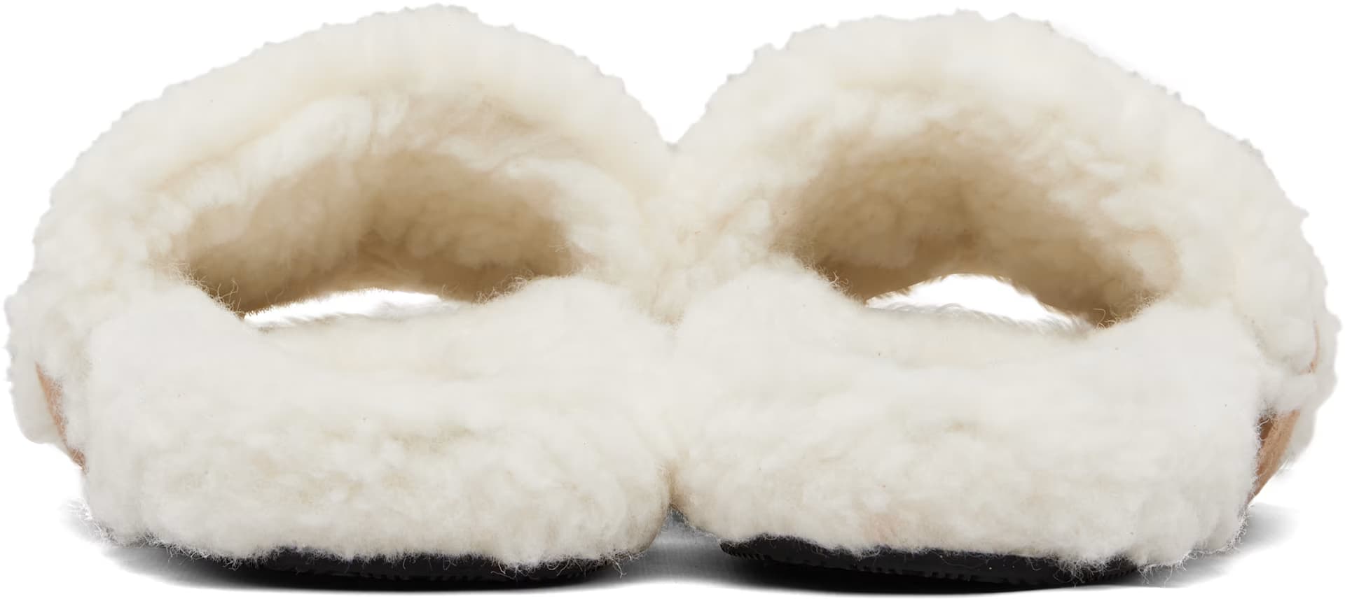 Tan & Off-White Furry Slides 2