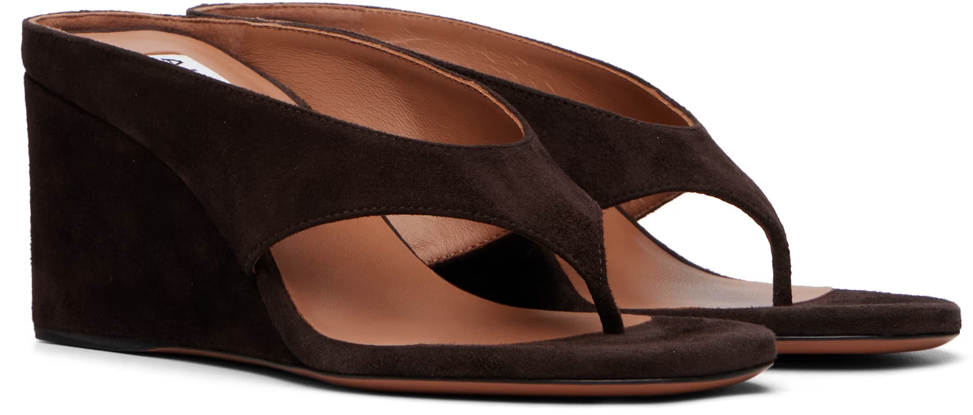 Brown Cube Thong Heeled Sandals 4