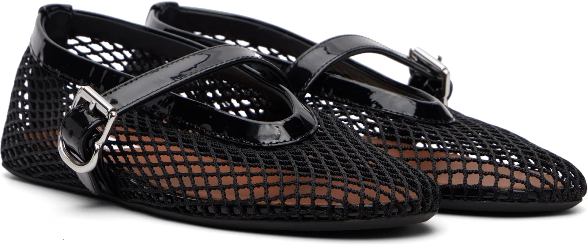 Black Fishnet Ballerina Flats 4