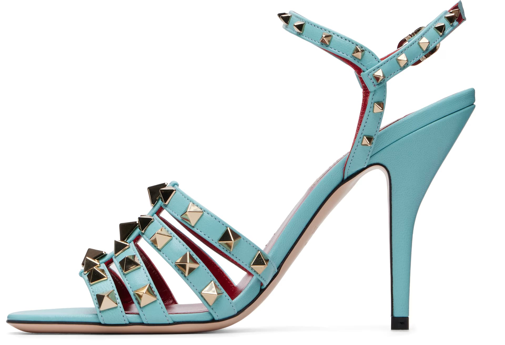 Blue Rockstud Kidskin Heeled Sandals 3