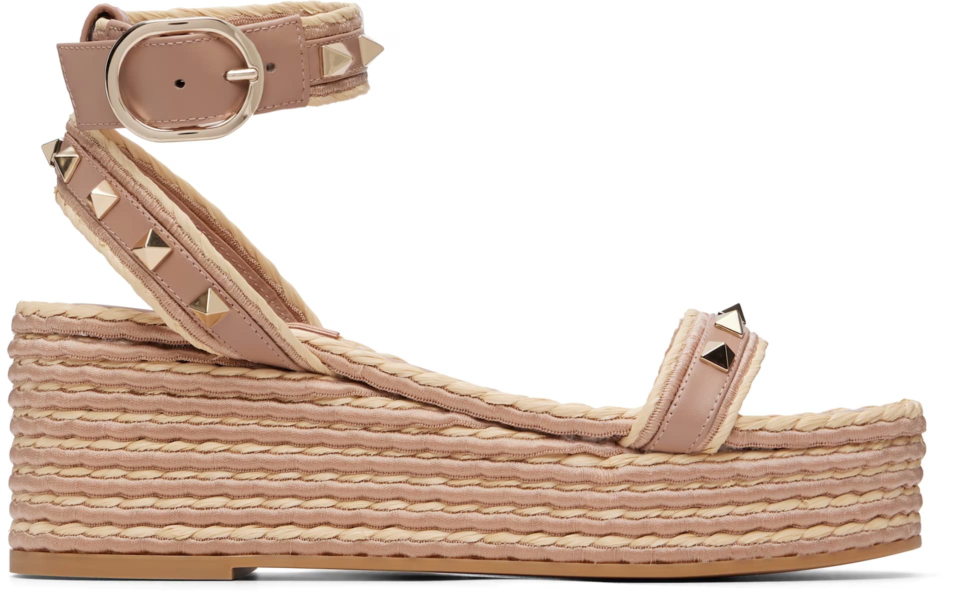 Pink Rockstud Flatform Heeled Sandals by Valentino Garavani