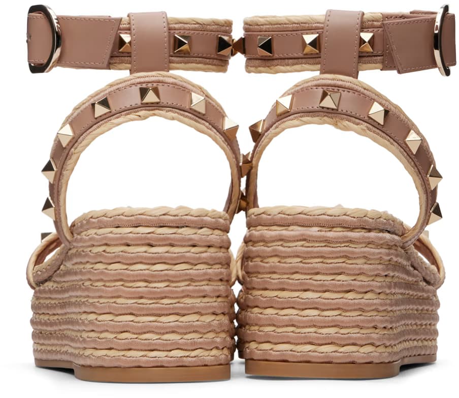 Pink Rockstud Flatform Heeled Sandals 2