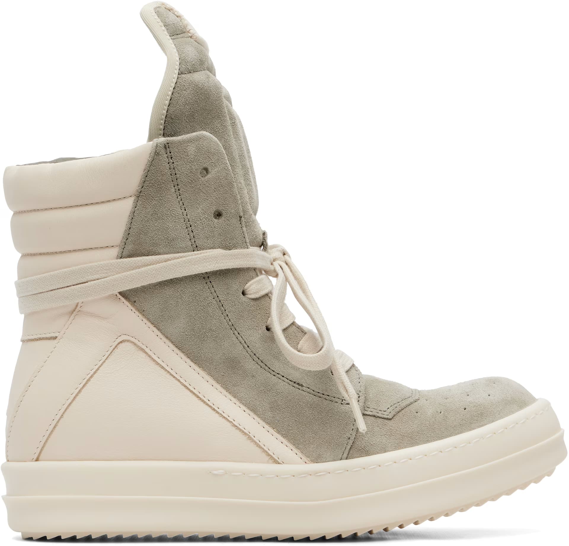 Off-White & Taupe Tower Geobasket Sneakers by Rick Owens