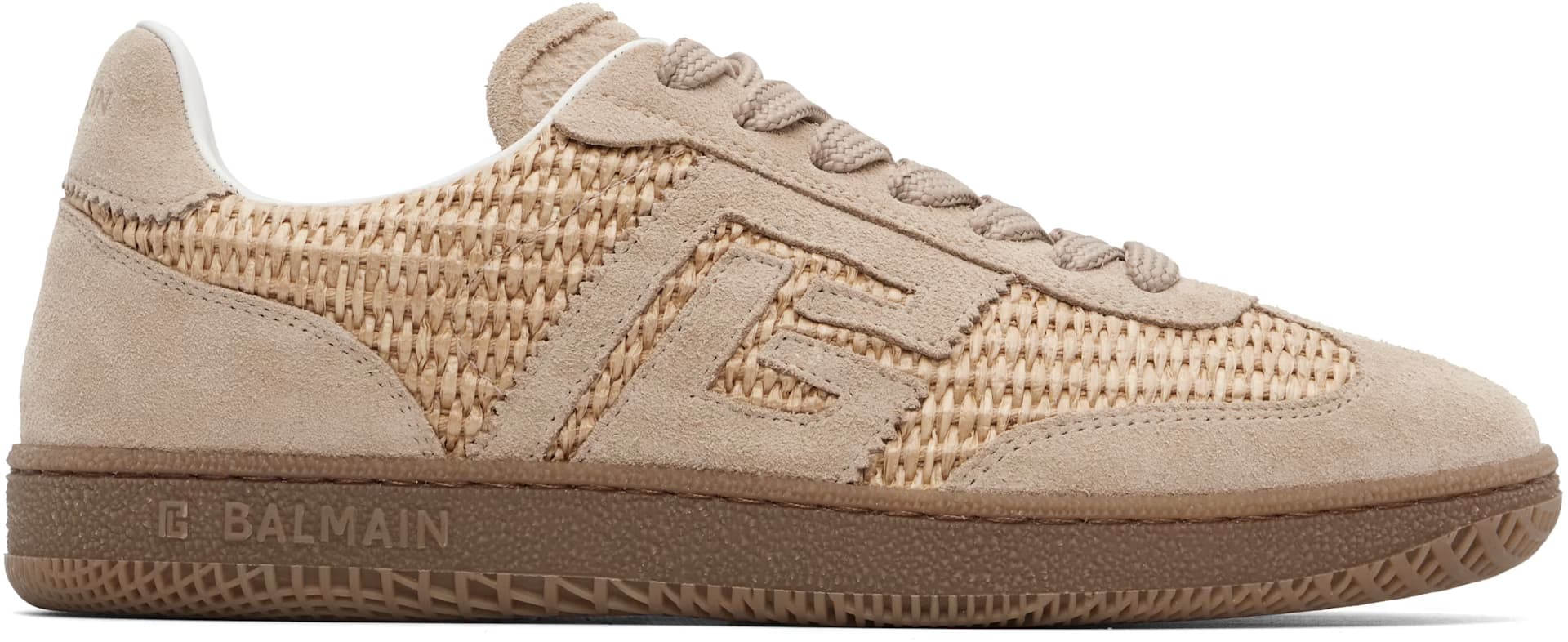 Beige Swan Sneakers by BALMAIN