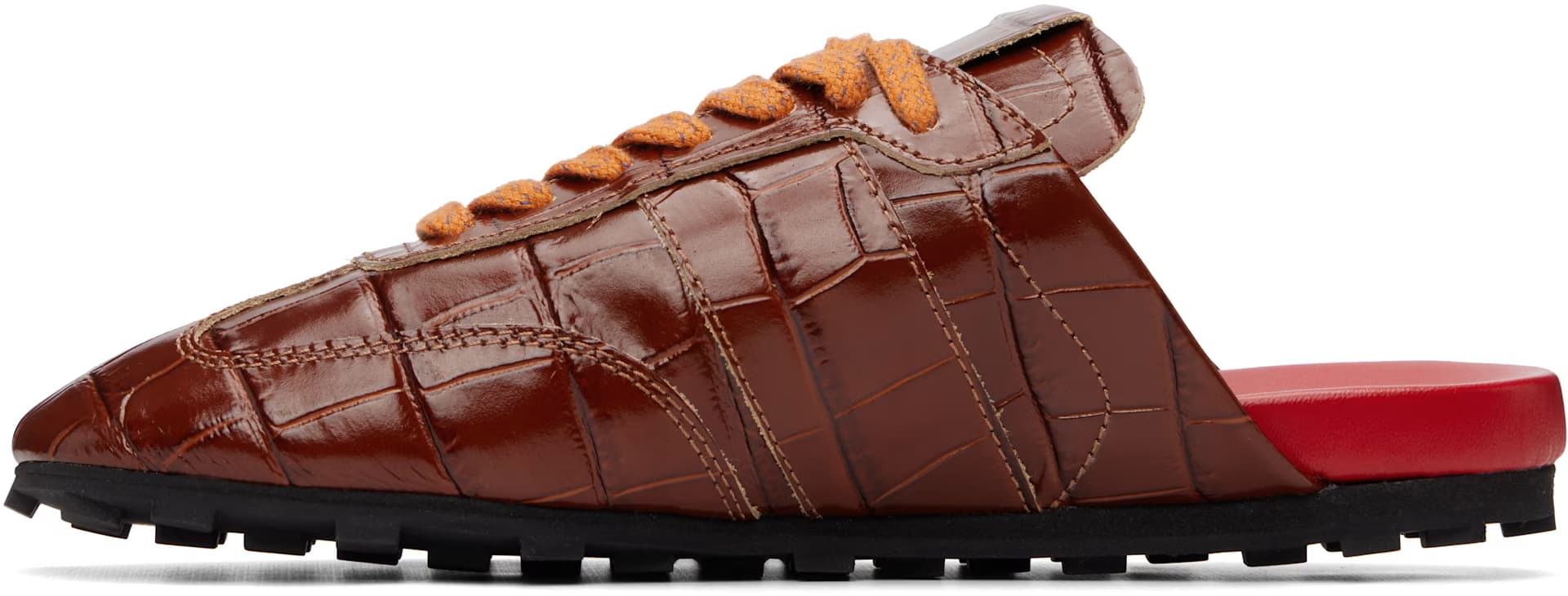 Brown Croc-Effect Leather Softy Soccer Slip-On Sneakers 3