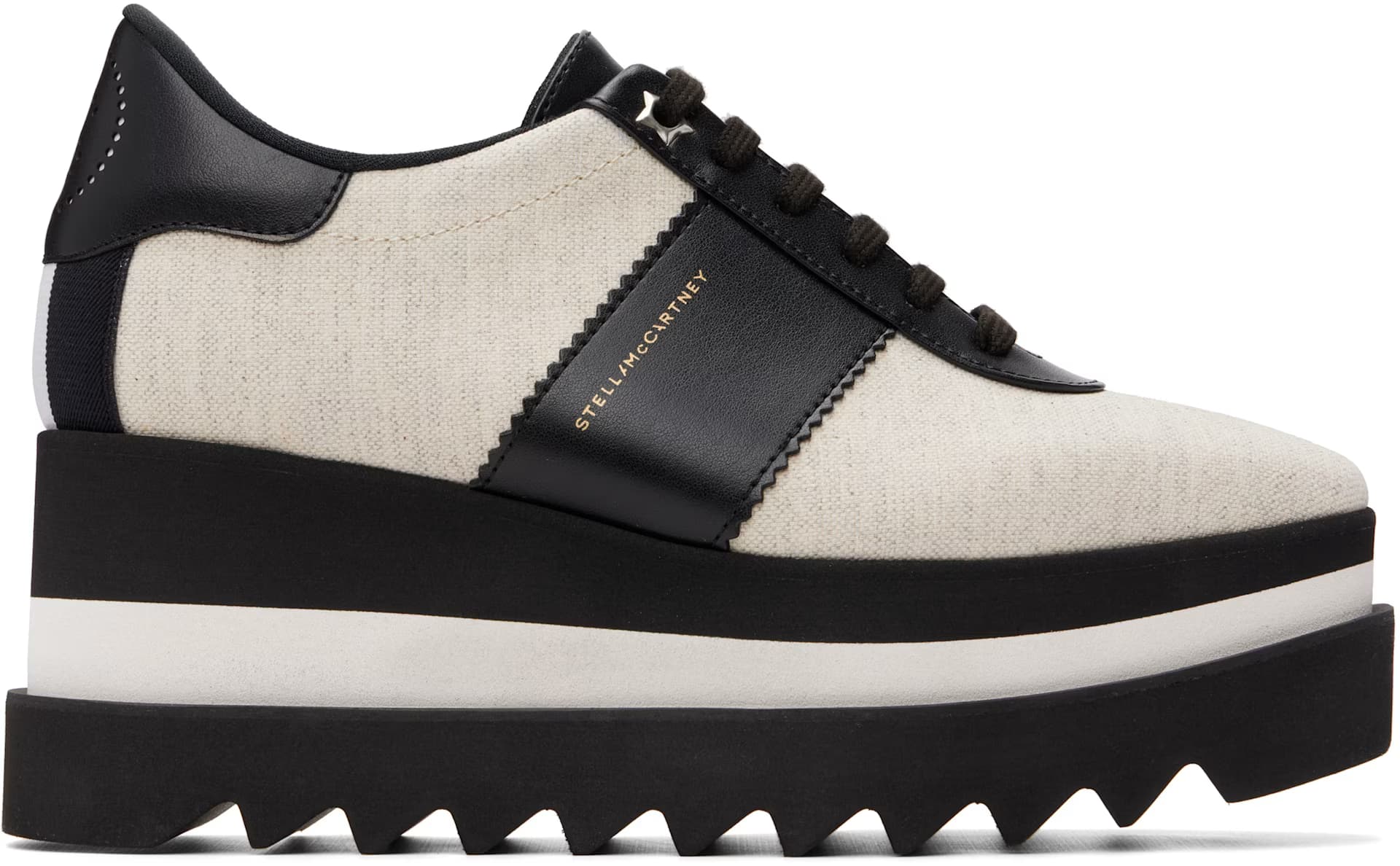 Black & Off-White Sneakelyse Canvas Derbys by Stella McCartney