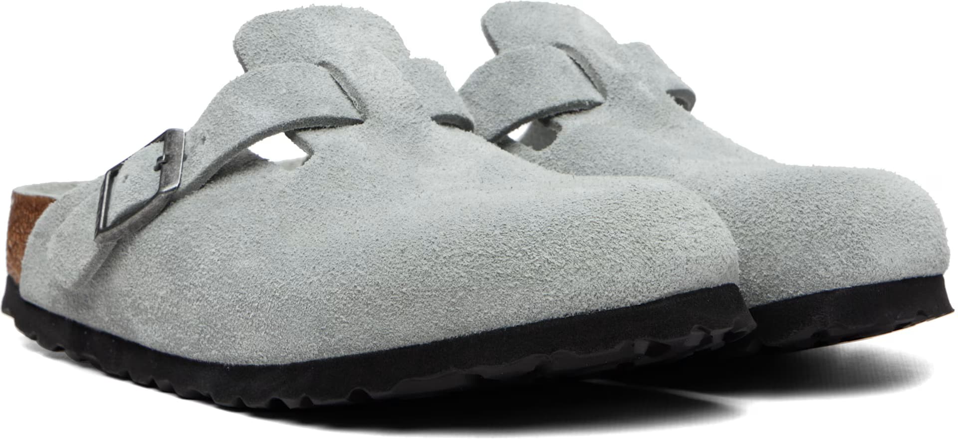 Gray Narrow Boston Soft Footbed Suede Leather Loafers 4