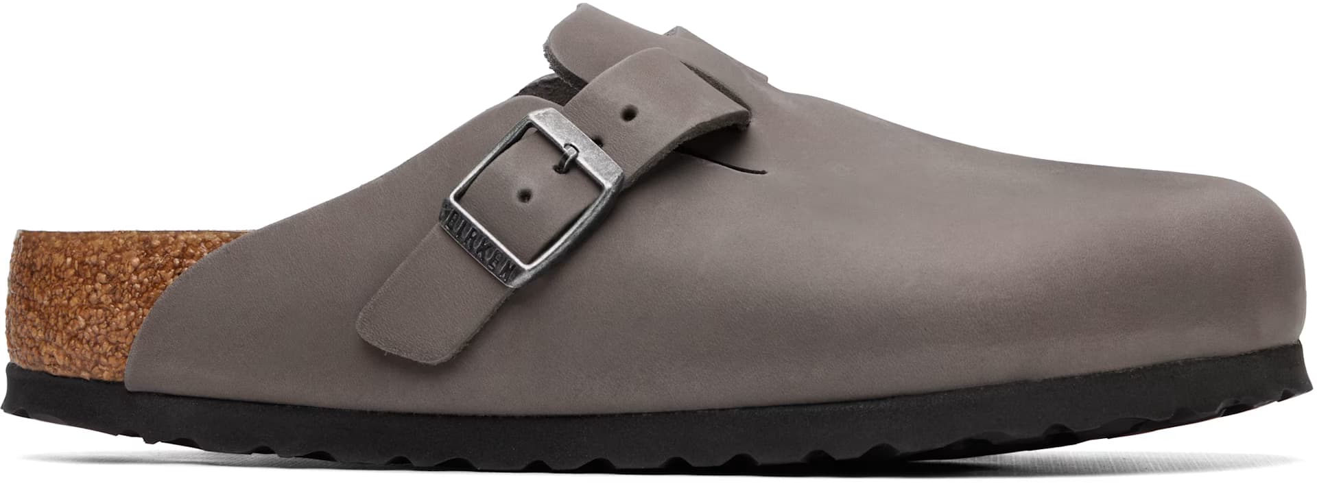 Gray Regular Boston Soft Footbed Oiled Leather Loafers by Birkenstock