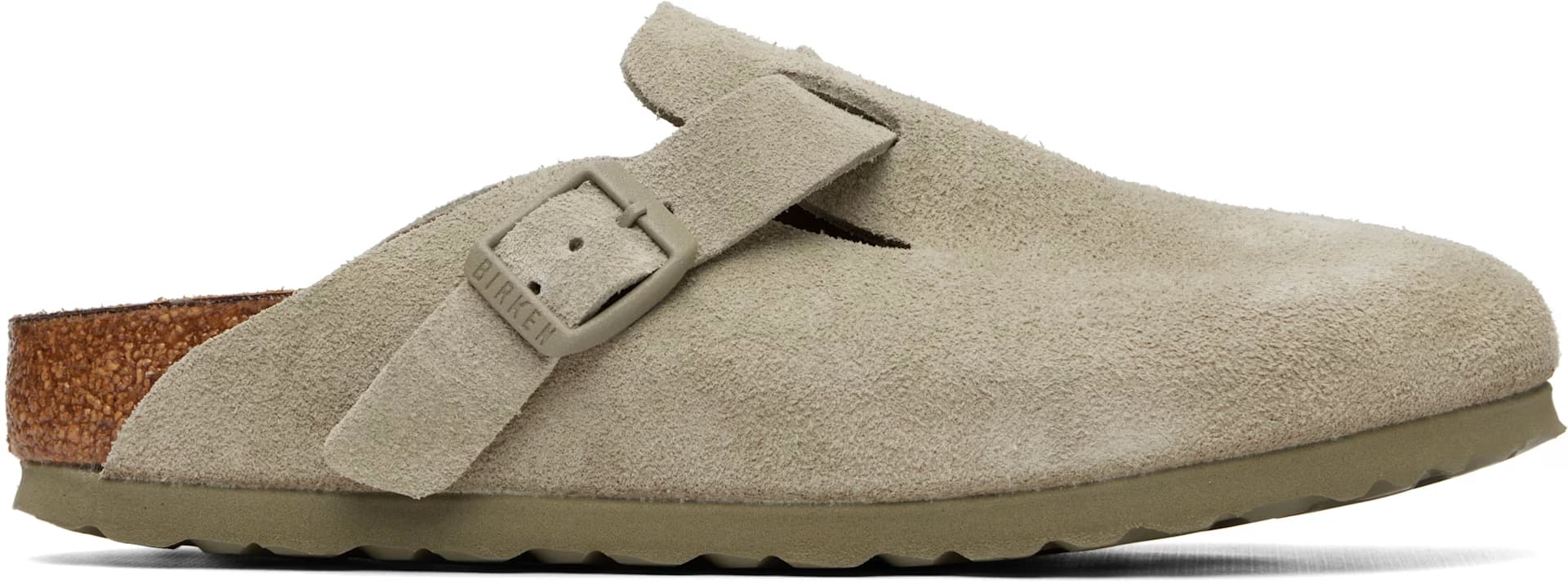 Khaki Narrow Boston Suede Leather Loafers by Birkenstock