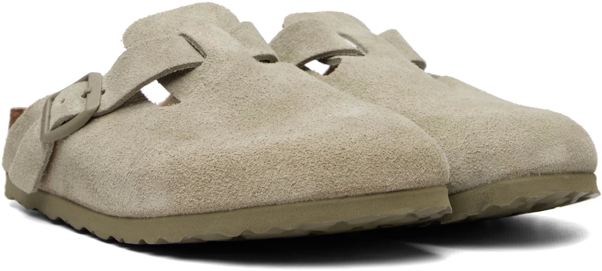 Khaki Narrow Boston Suede Leather Loafers 4