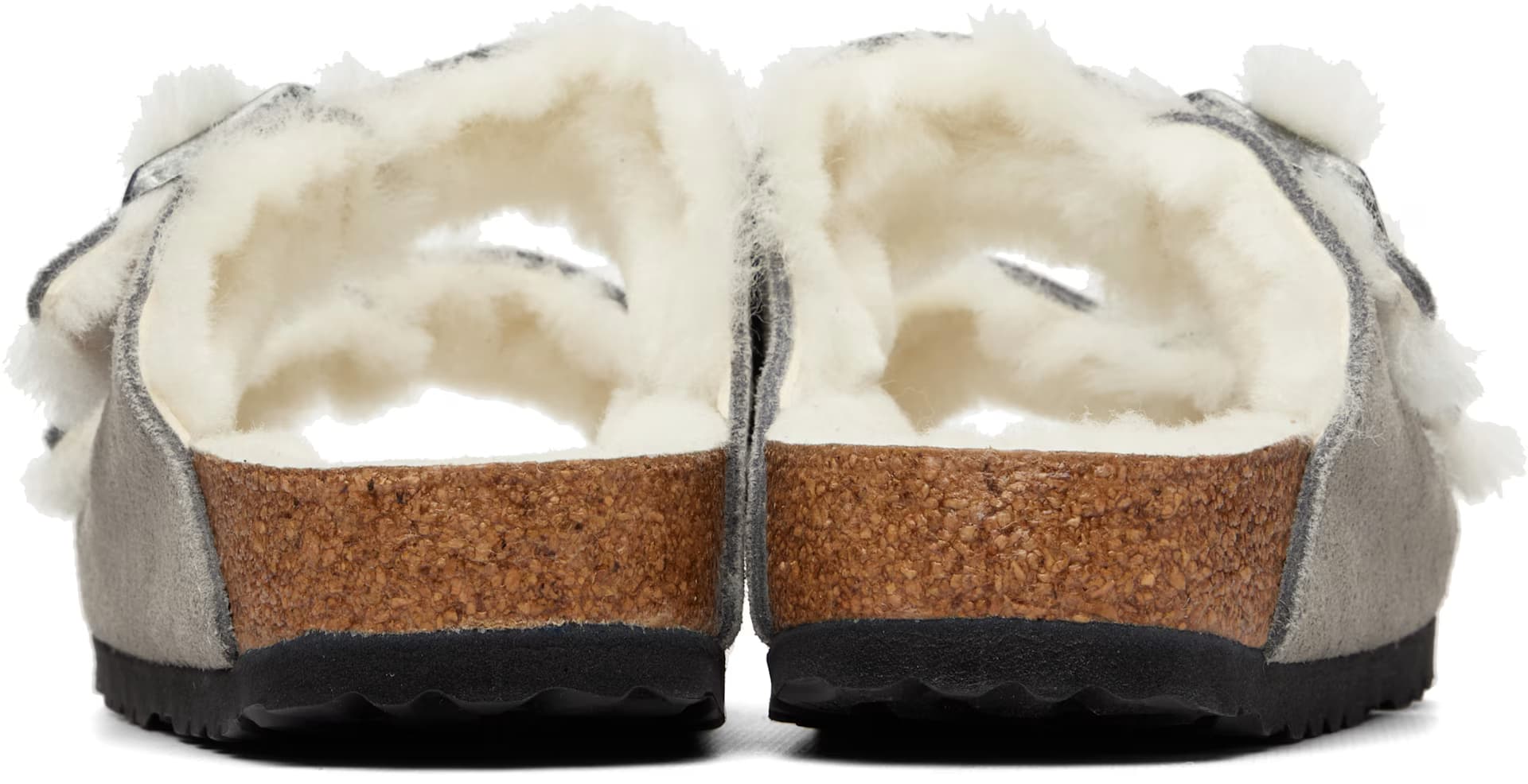 Gray Narrow Arizona Shearling Sandals 2