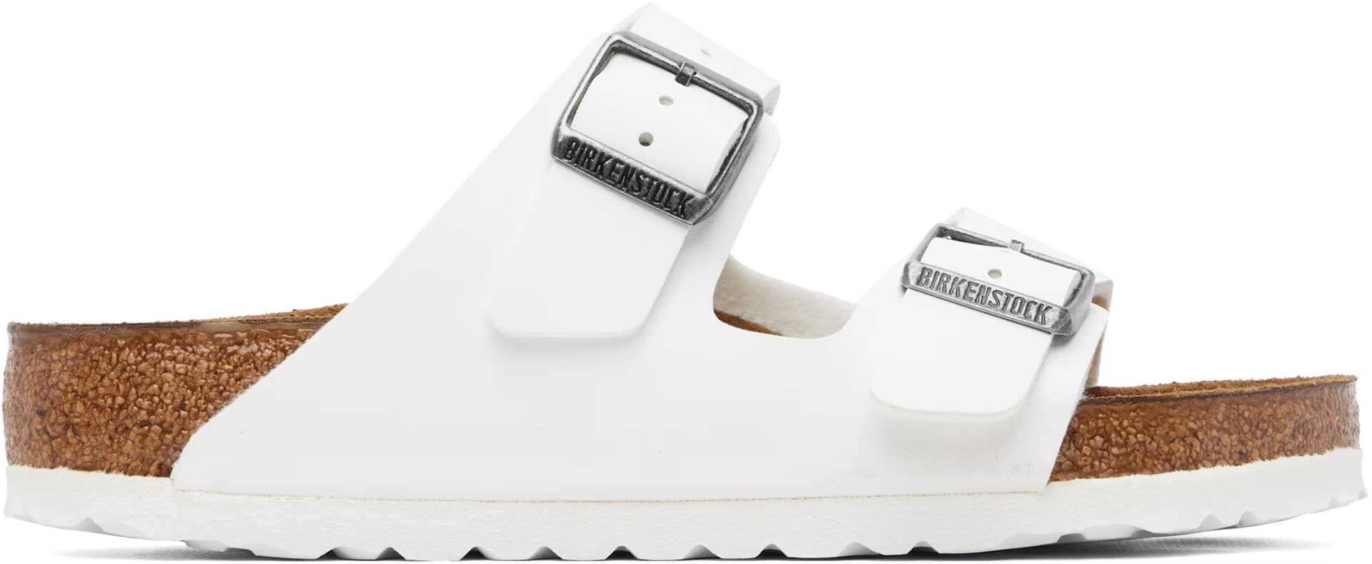White Regular Arizona Birko-Flor Sandals by Birkenstock
