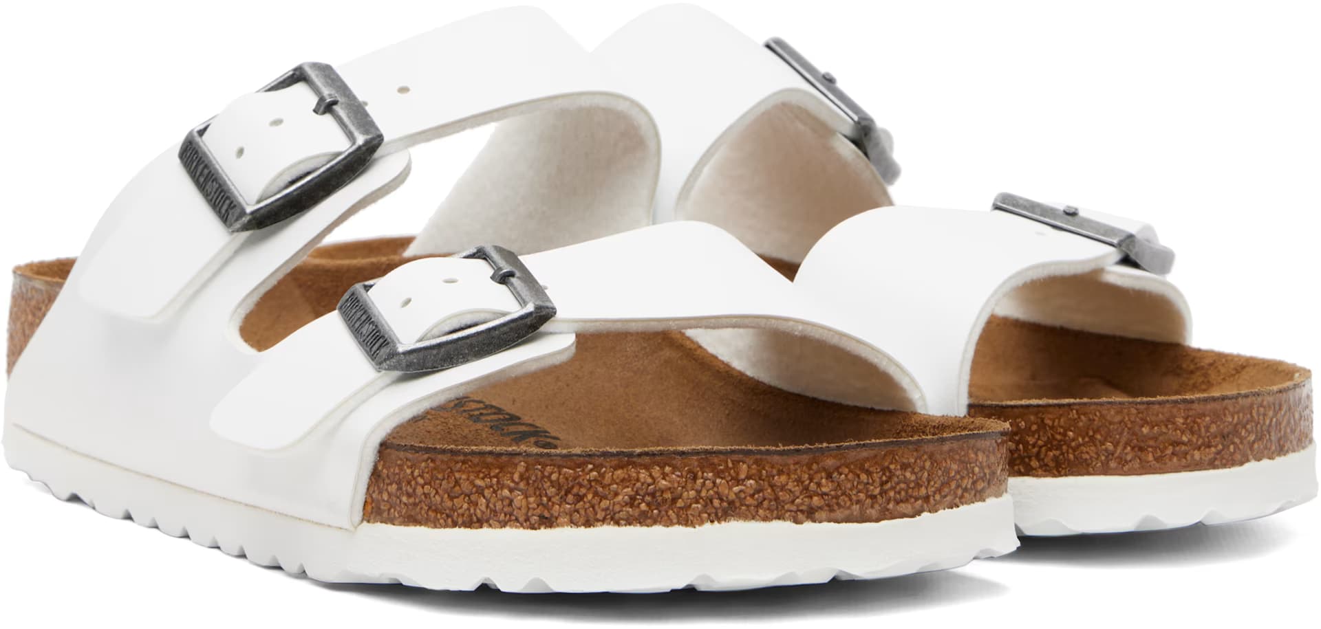 White Regular Arizona Birko-Flor Sandals 4
