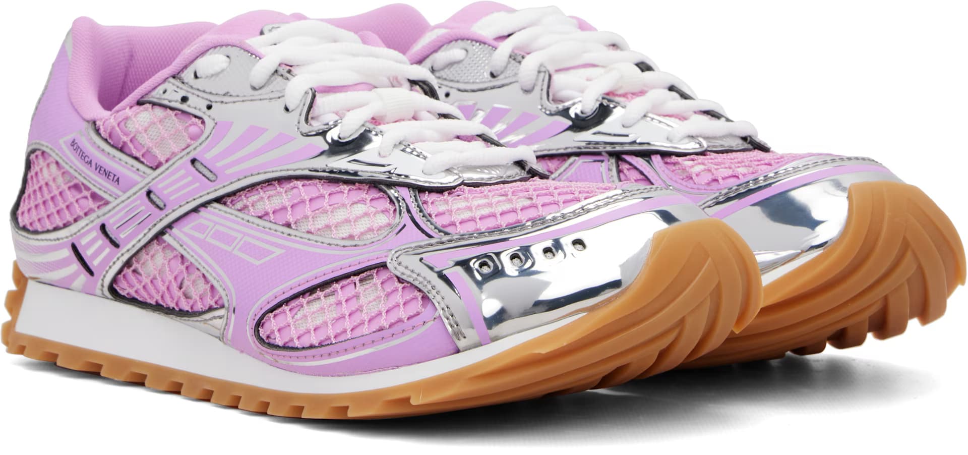 Pink & Silver Orbit Sneakers by Bottega Veneta