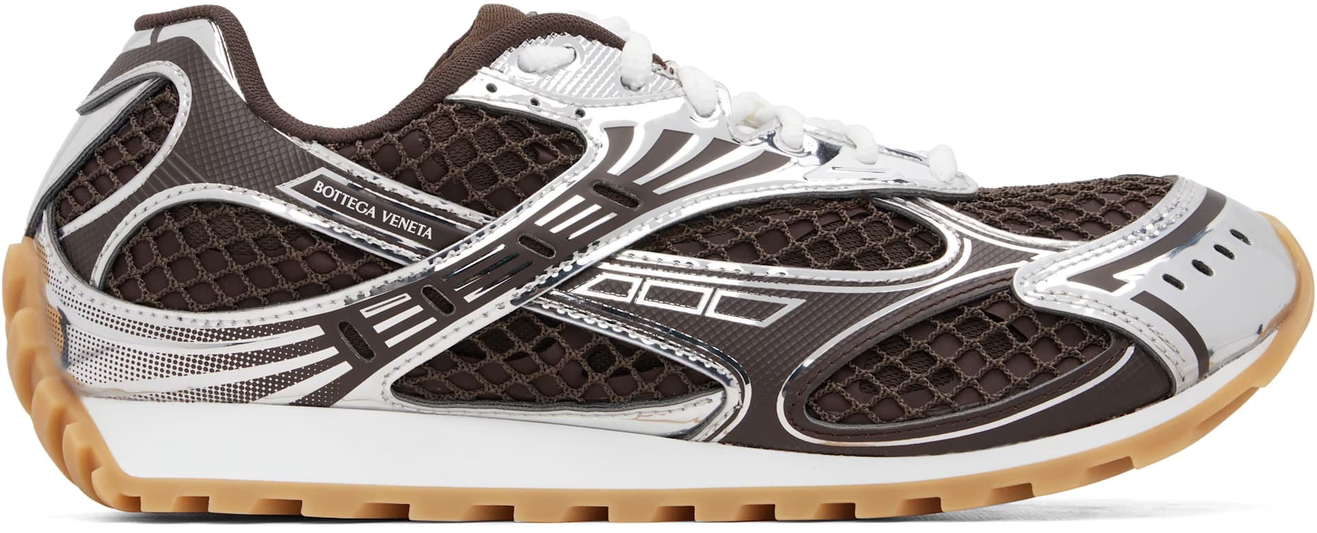 Brown & Silver Orbit Sneakers by Bottega Veneta