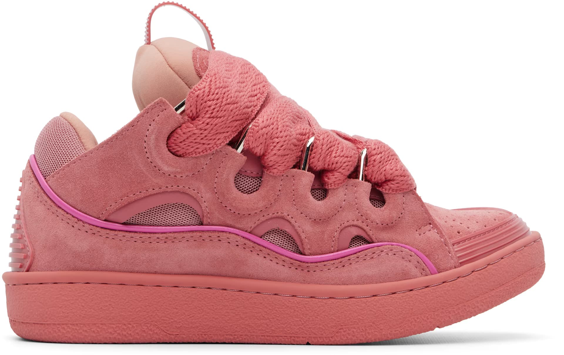 Pink Monochrome Suede Curb Sneakers by Lanvin