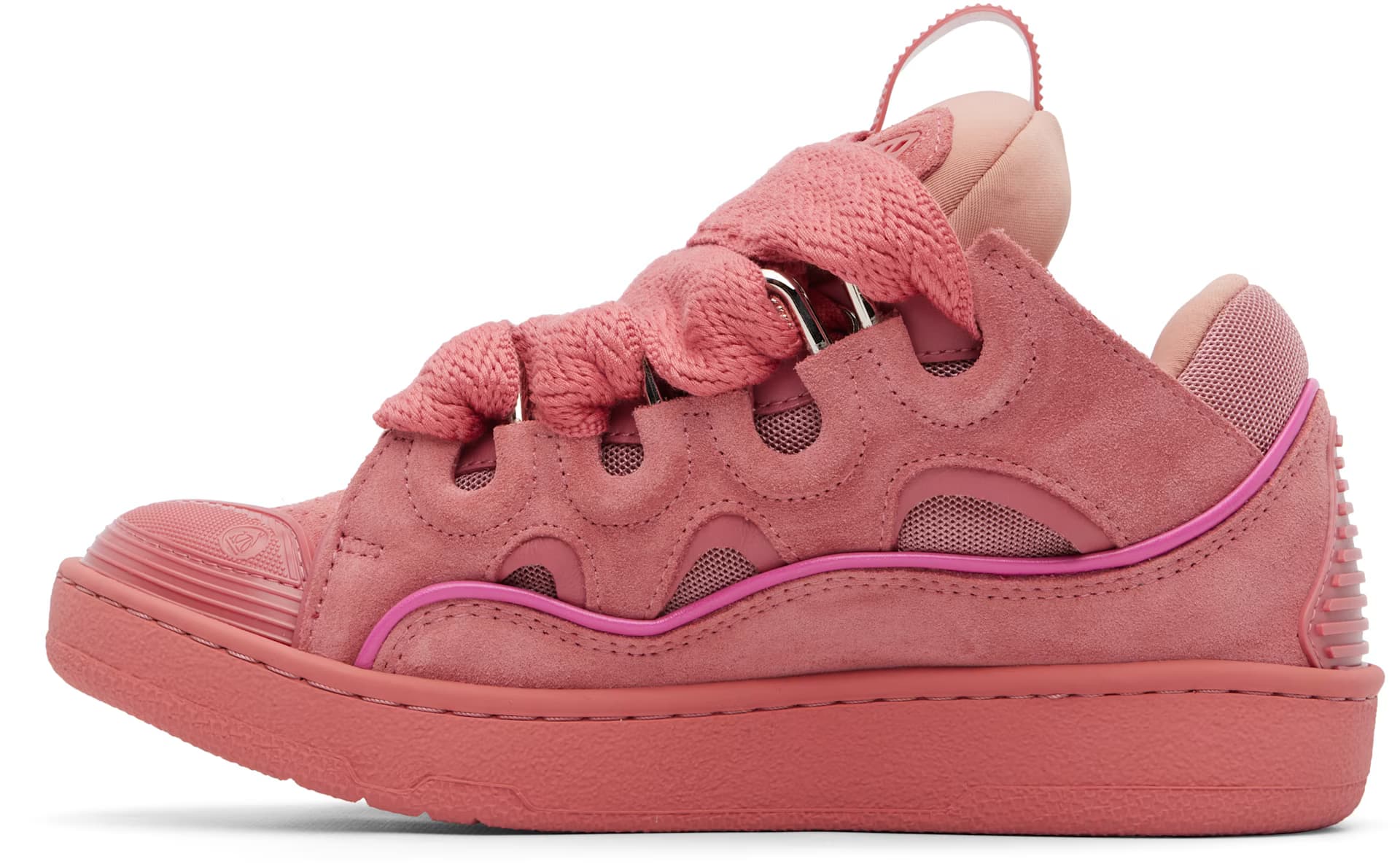 Pink Monochrome Suede Curb Sneakers 3