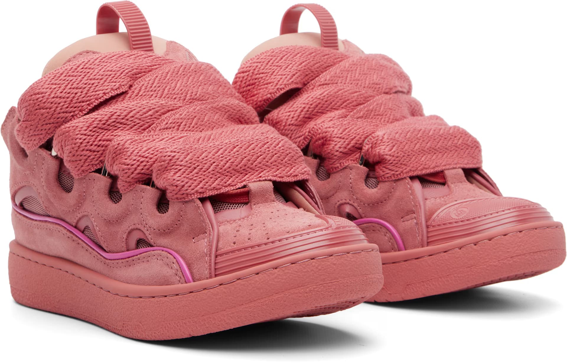 Pink Monochrome Suede Curb Sneakers 4