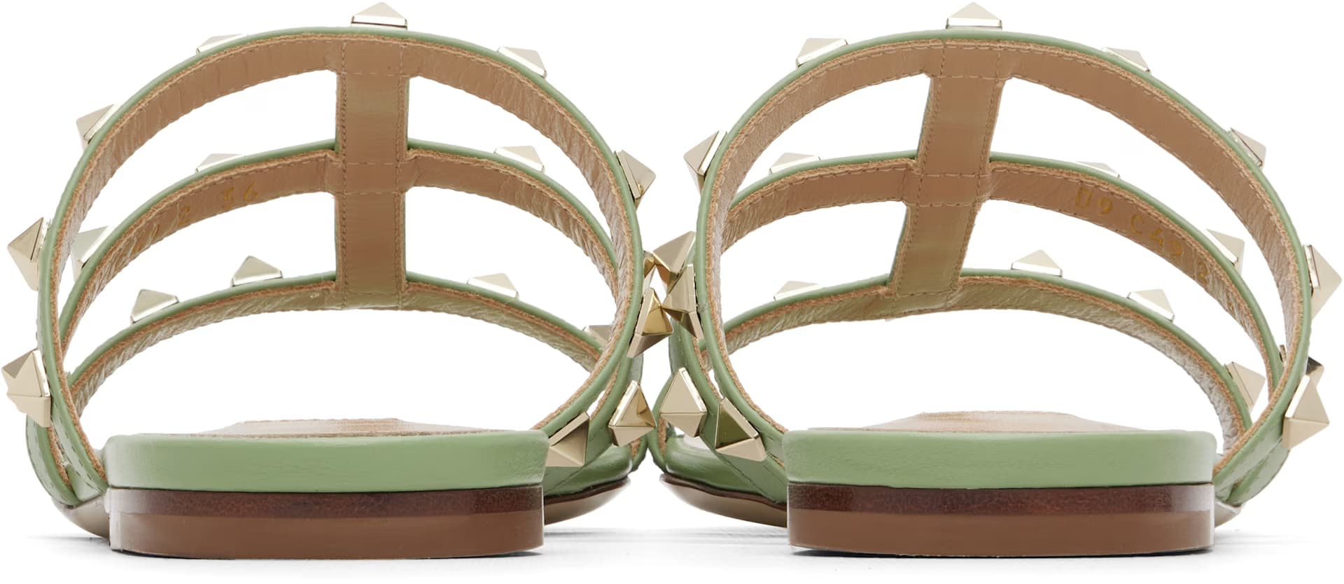 Green Rockstud Flat Slide Sandals 2