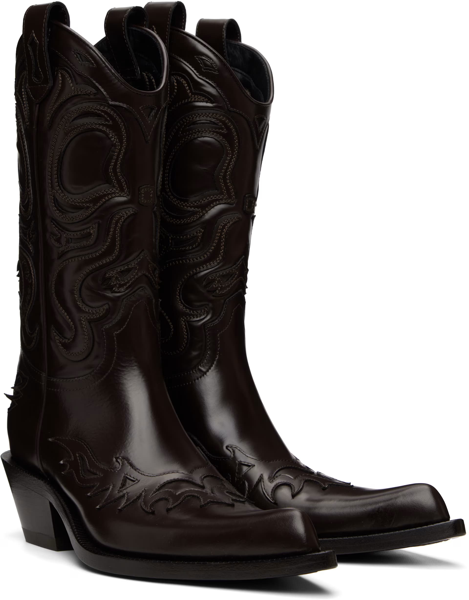 Brown Pointy Leather Cowboy Boots 4