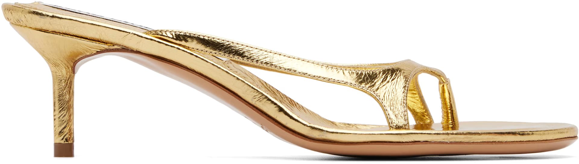 Gold Kitten Heeled Sandals by Acne Studios