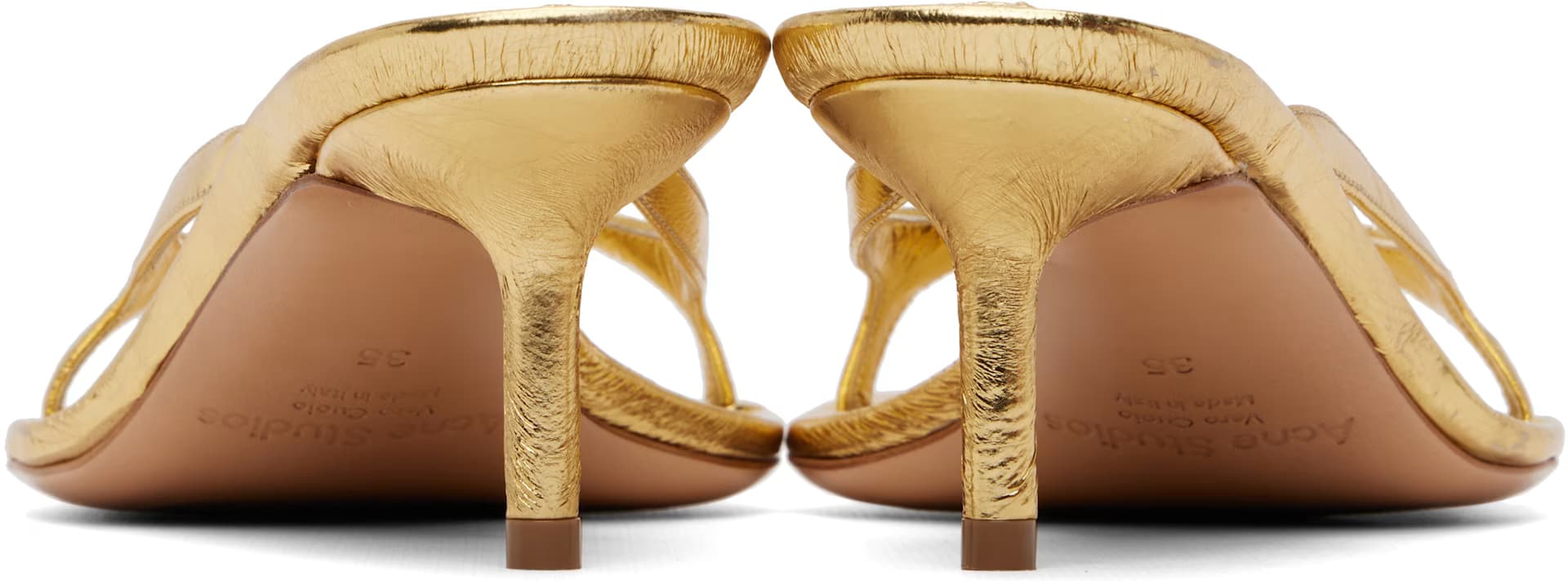 Gold Kitten Heeled Sandals 2