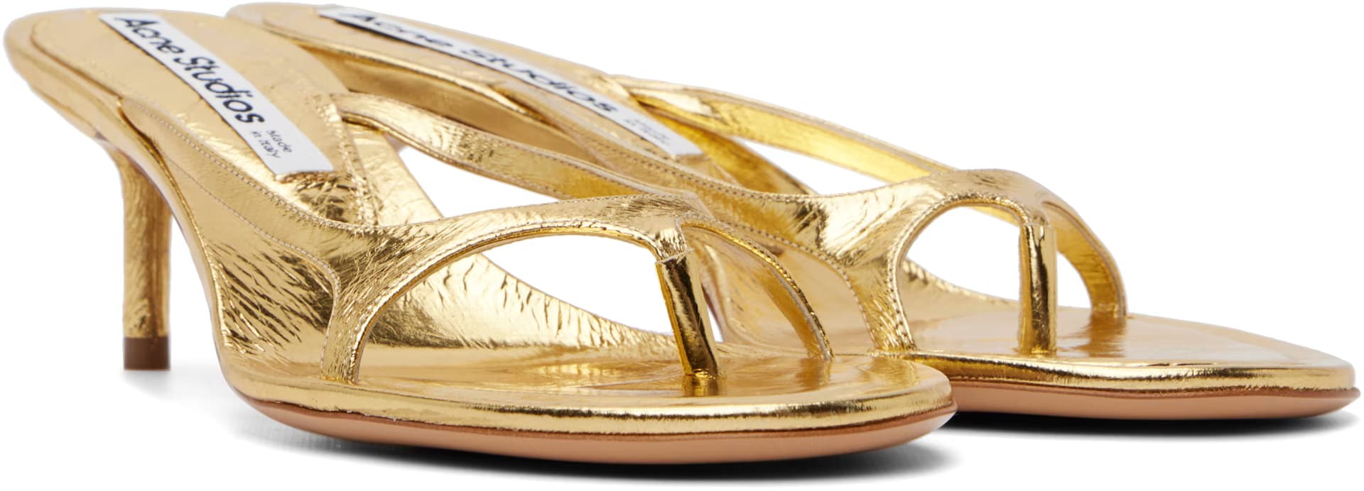 Gold Kitten Heeled Sandals 4