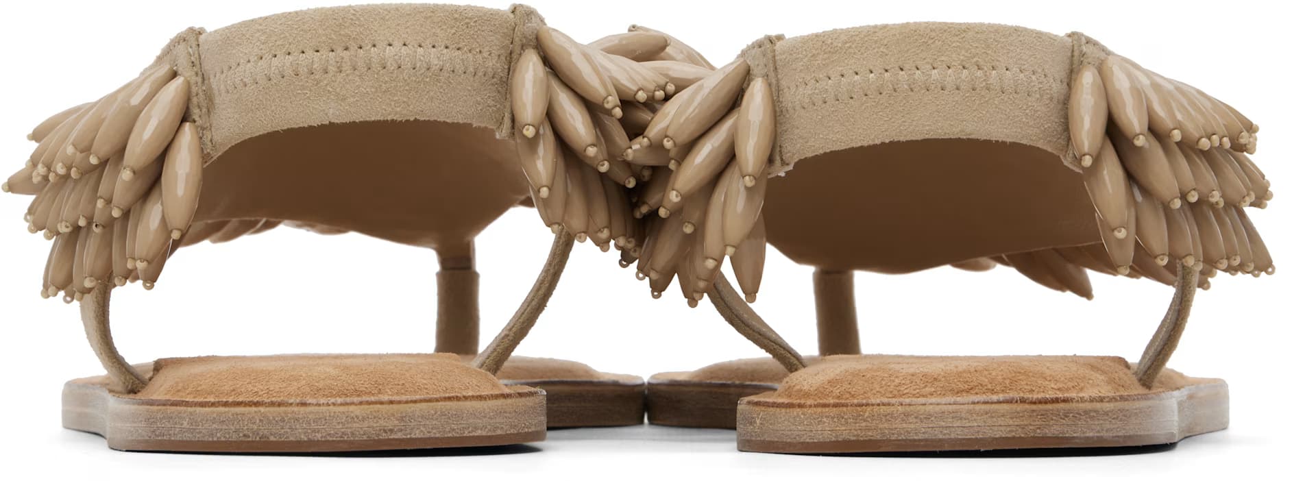 Beige Suede & Beads Sandals 2