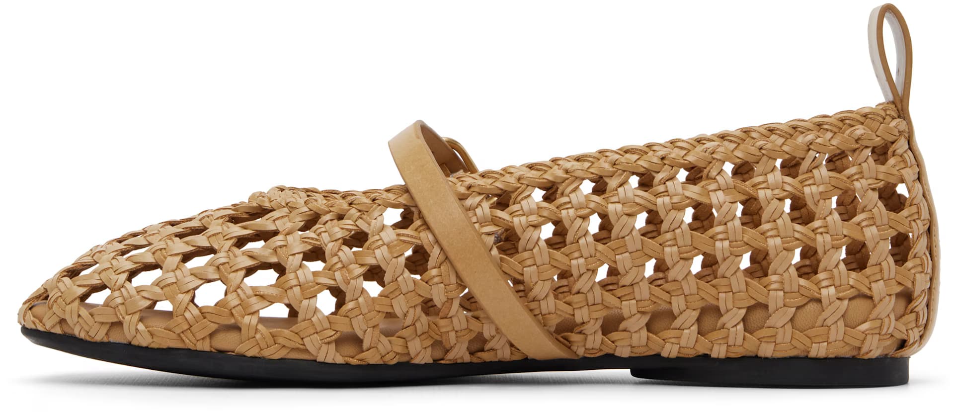Tan Spire Woven Mary Jane Faux-Leather Flats 3