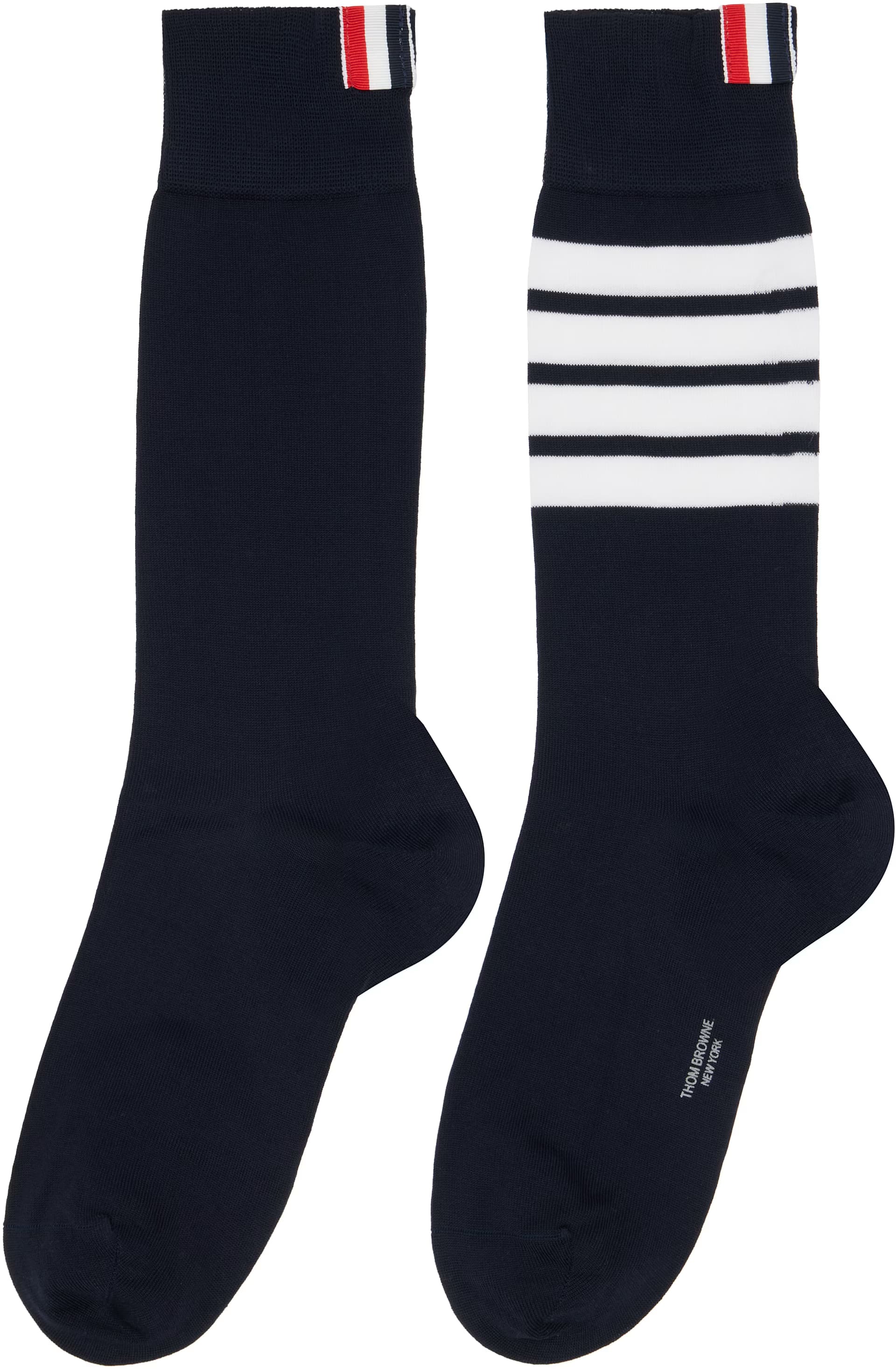 Navy Cotton 4-Bar Mid Calf Socks 2