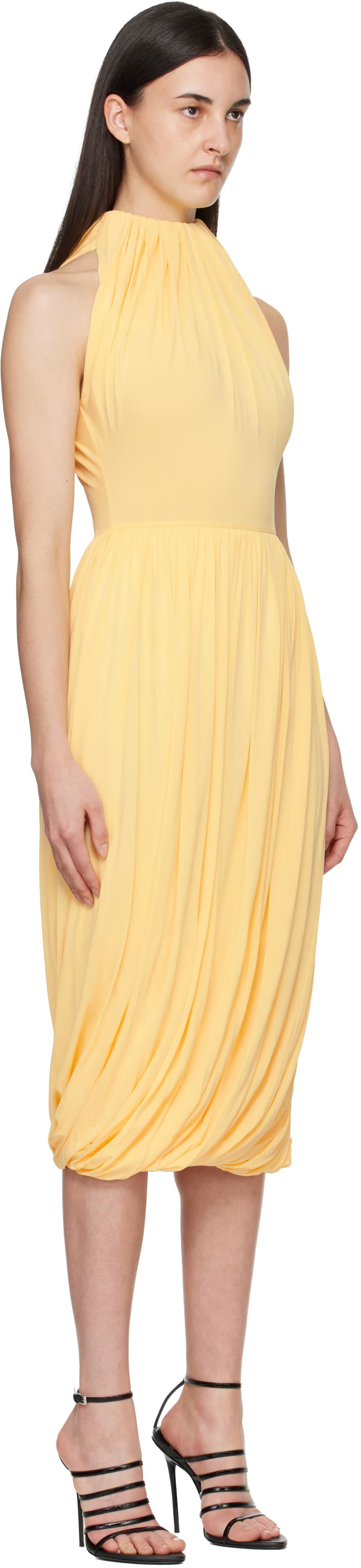 Yellow Twisted Soft Jersey Midi Dress 2