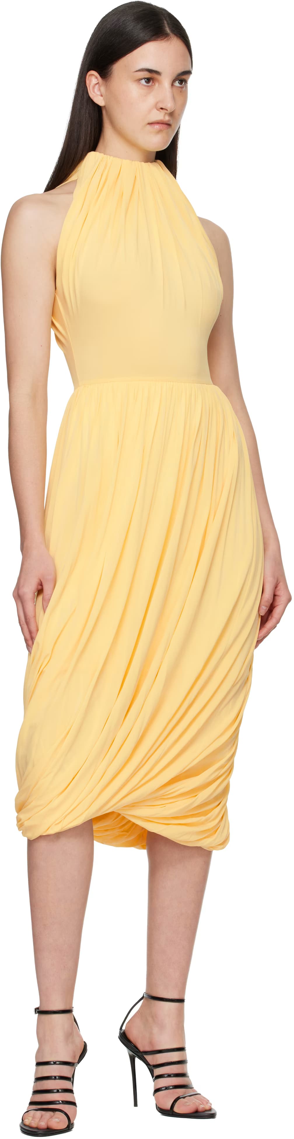 Yellow Twisted Soft Jersey Midi Dress 4